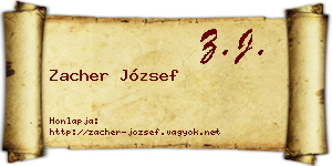 Zacher József névjegykártya